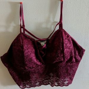 Wine colored lace bralette
